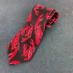 Everyday Crayfish Print Men's Tie Fishing Sea Food Boil